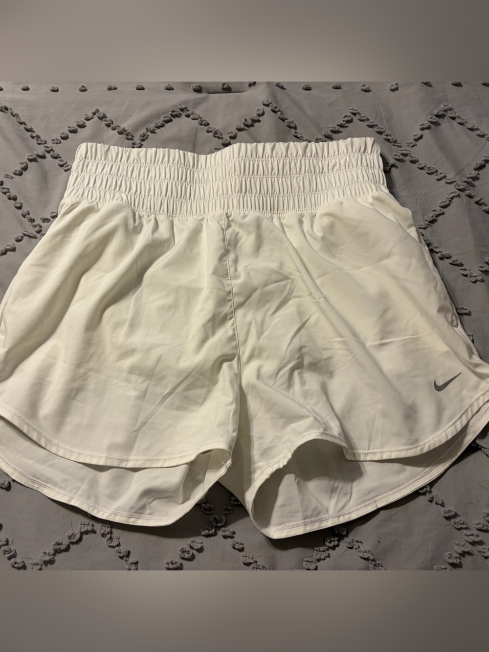 Nike White Women’s Athletic Shorts with Elastic Waistband